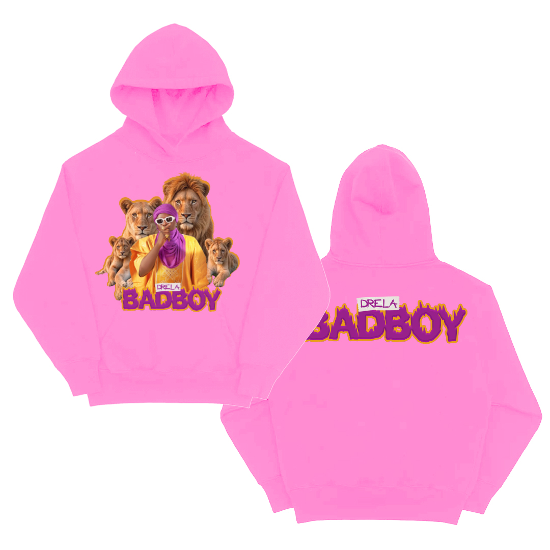 DRELA BADBOY PINK LIONS HOODIE
